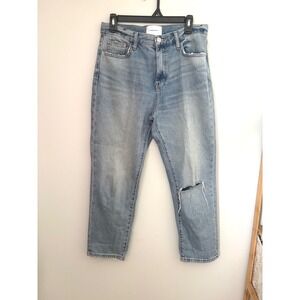 Current/Elliott High Rise Straight Leg‎ Distressed Jeans Light Wash Size 29